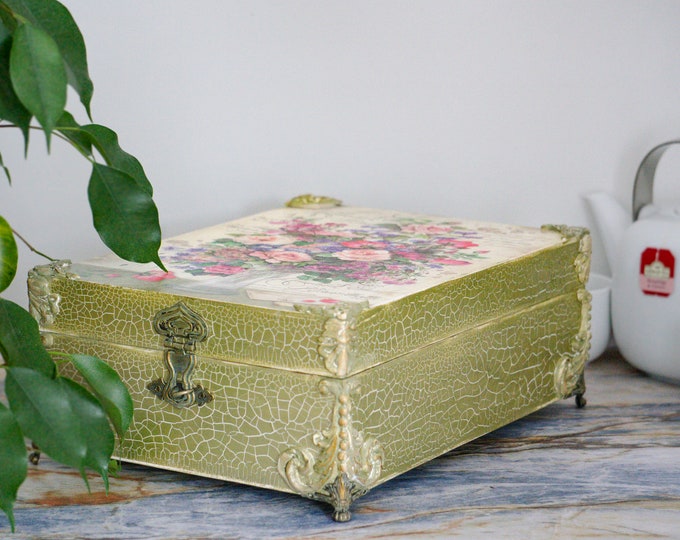 Vintage Tea Box Tea Box With Compartments Teebox Tea Etsy