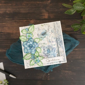 3D-wenskaart van handgeschept papier| Strik gefeliciteerd trouwkaart| Verjaardagskaart met ambachtelijke papieren bloemen, felicitatiekaart voor alle gelegenheden
