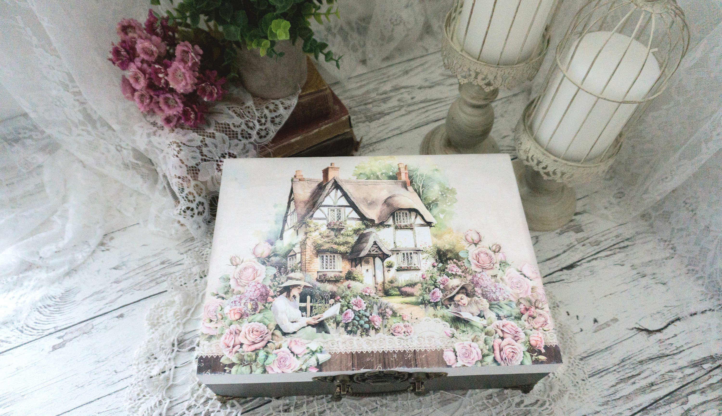 Handmade Wooden Tea Box | Decoupage Tea Bag Organizer - Etsy