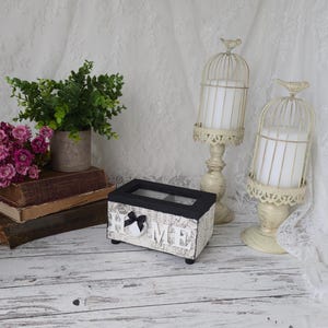 Handmade Two-Compartment Tea Box Organizer | Decoupaged MDF Storage Container