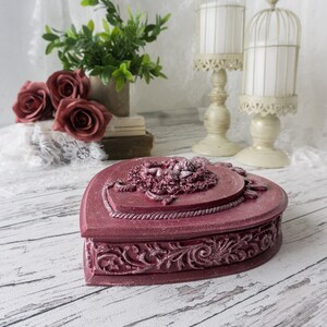 Elegante scatola portagioielli/Scomparti per trucco, gioielli e bigiotteria/Scatola in legno fatta a mano/Portagioielli/Shabby chic/Scatola di sicurezza