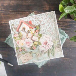 Carte de voeux 3D en papier fait main | Carte de félicitations avec noeud de ruban pour elle | Carte d'anniversaire de fleurs en papier fabriquées en papier, carte de félicitations pour toutes les occasions