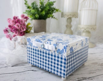 Handmade Floral Tea Box | Shabby Chic Wooden Tea Bag Organizer