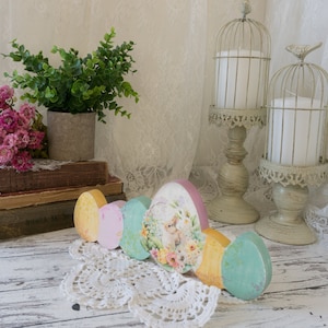 Easter egg table decor| Decoupage wooden egg | Easter bunny decoration | Seasonal gift | Handmade home decor | Easter egg arr | Egg decor