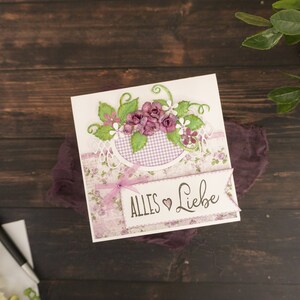 Carte de voeux 3D en papier fait main | Carte de félicitations avec noeud de ruban pour elle | Carte d'anniversaire de fleurs en papier fabriquées en papier, carte de félicitations pour toutes les occasions