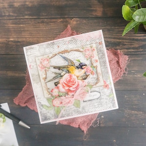 Biglietto di auguri in carta fatta a mano in 3D/Biglietto regalo di San Valentino con fiocco di nastro per lei; Biglietto di compleanno con fiori di carta lavorati a mano, biglietto di congratulazioni per tutte le occasioni