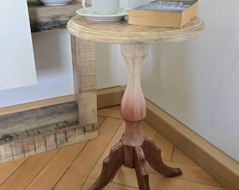 Upcycled Wooden Side Table | Decoupage Accent Table