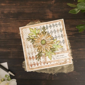 Carte de voeux 3D en papier fait main | Carte de félicitations avec noeud de ruban pour elle | Carte d'anniversaire de fleurs en papier fabriquées en papier, carte de félicitations pour toutes les occasions