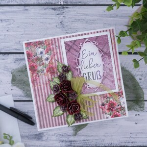 Carte de voeux 3D en papier fait main | Carte de félicitations avec noeud de ruban pour elle | Carte d'anniversaire de fleurs en papier fabriquées en papier, carte de félicitations pour toutes les occasions