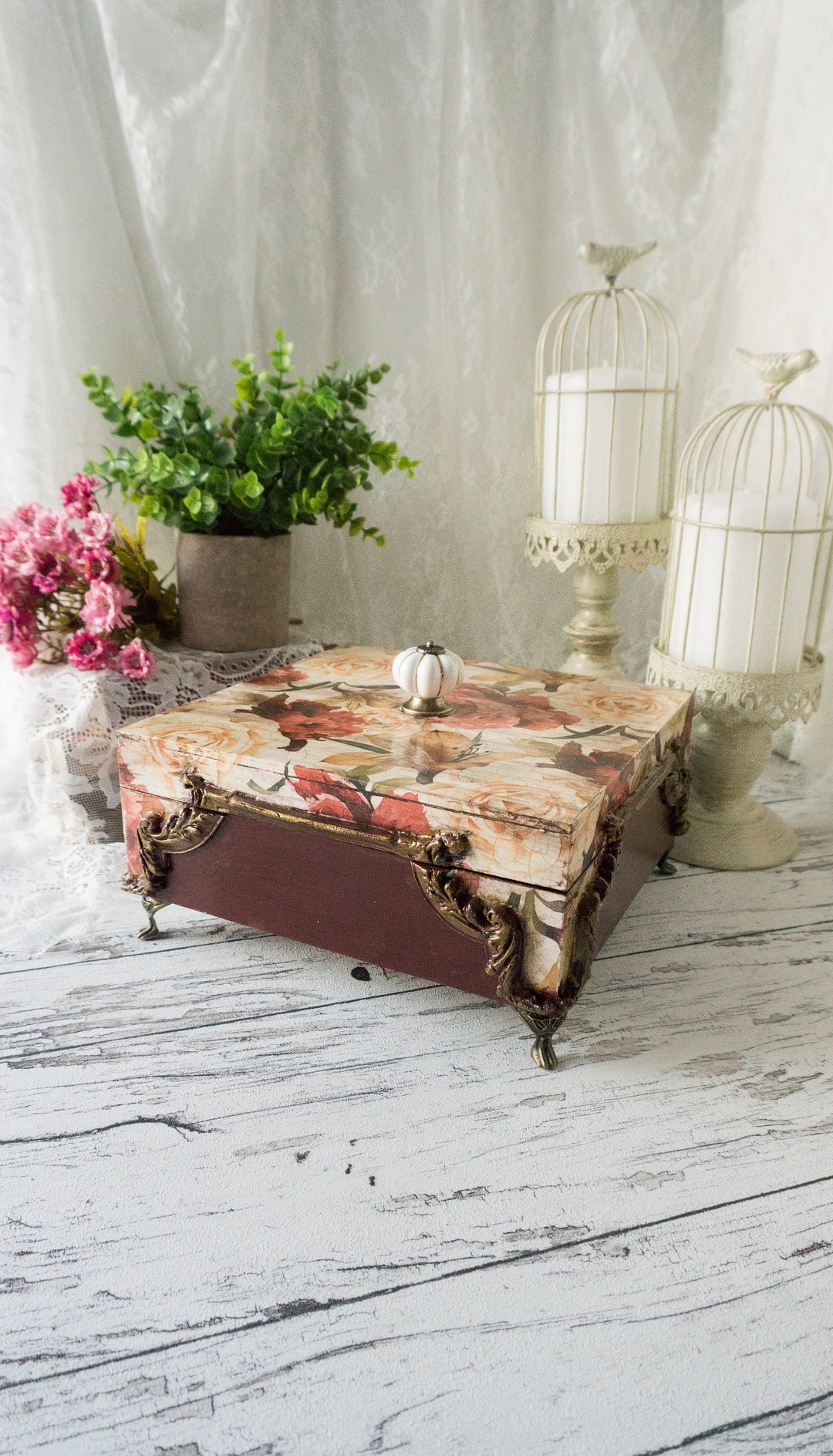 Tea Storage Box Tea Organizer Tea Bag Holder Wood Tea Box Tea Chest Vintage Tea Caddy Tea Lover