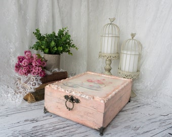 Vintage handmade tea box | Tea bag organiser box with 12 compartments | Wooden eleganr tea storage caddy | Tea lovers housewarming gift