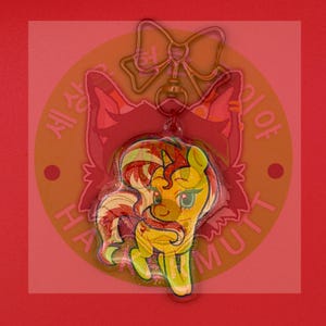 My Little Pony FiM Glitter Keychain 2.5" Charms - Mane Six & Princesses - Angsty Moon Collab Sunset Shimmer