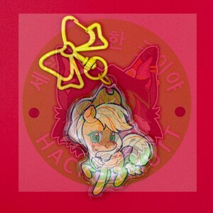 My Little Pony FiM Glitter Keychain 2.5" Charms - Mane Six & Princesses - Angsty Moon Collab Applejack