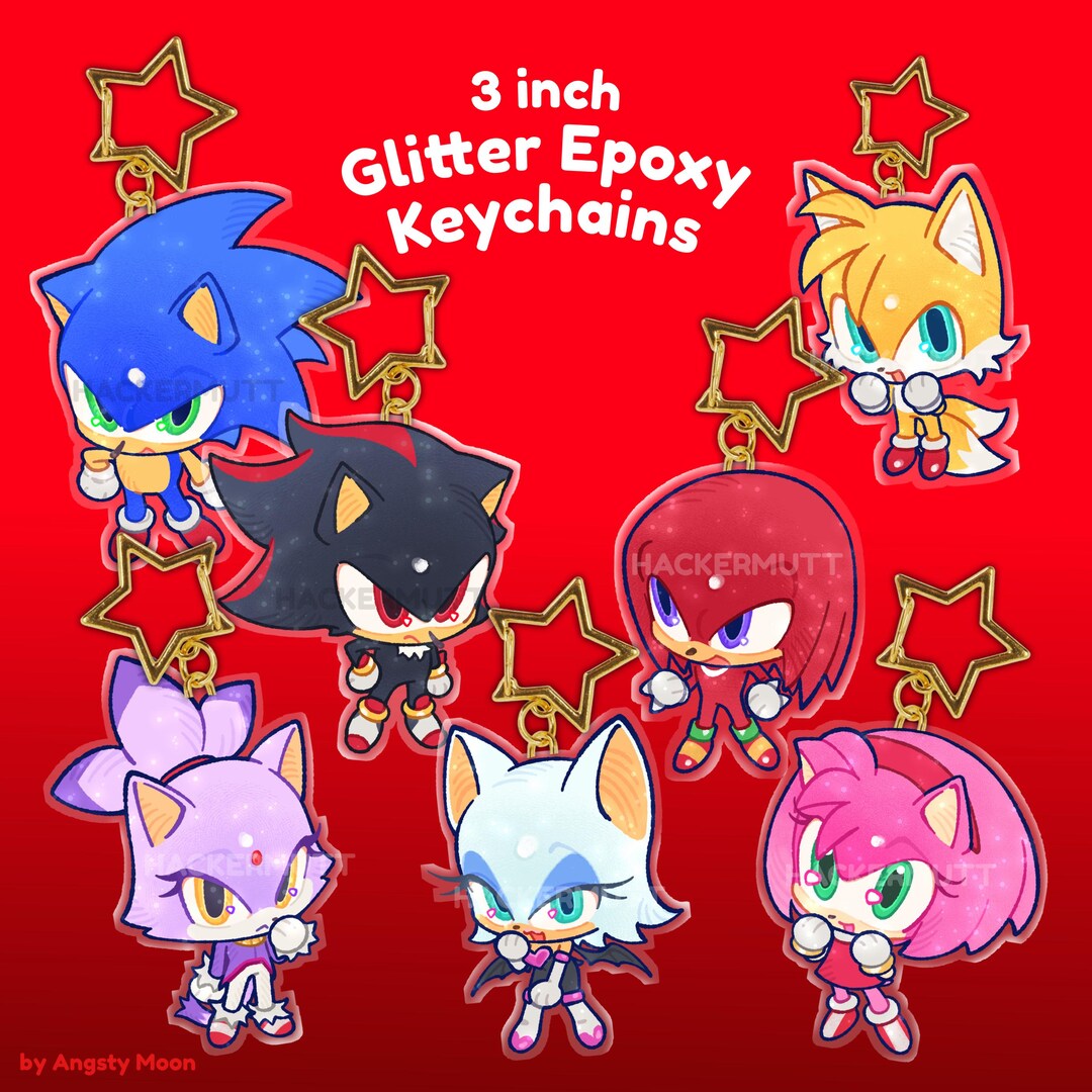 Sonic the Hedgehog: Glitter Keychain Charms - Shadow, Tails, Knuckles ...