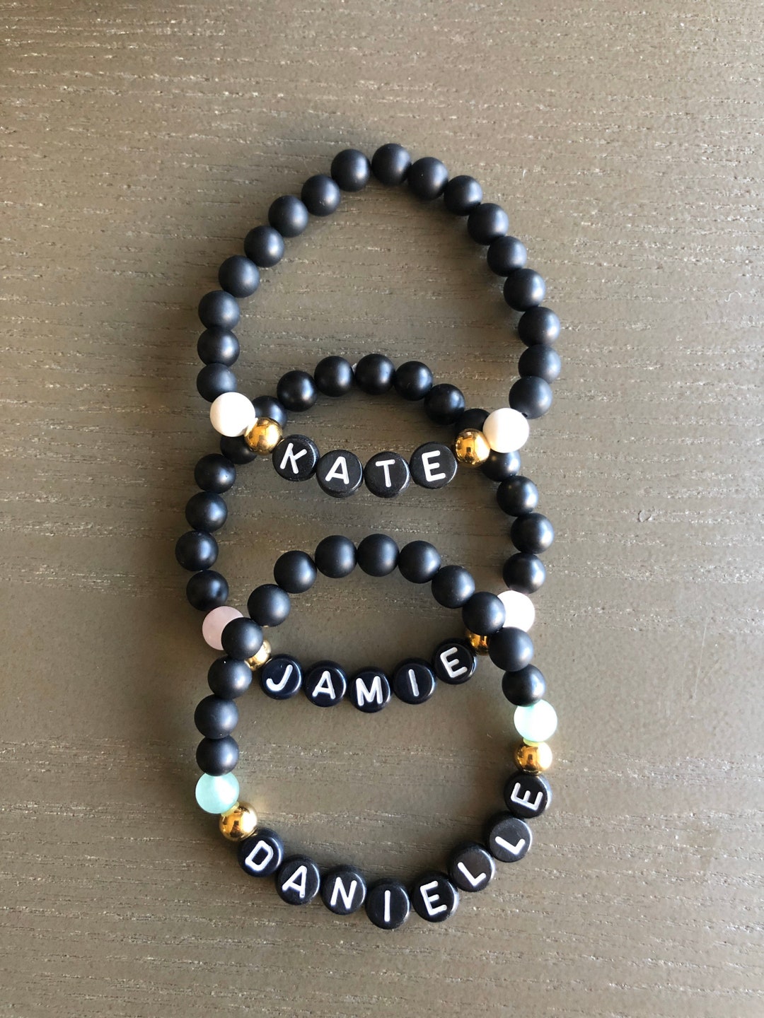 Personalized Black Matte Natural Stone Beaded Bracelet Custom - Etsy