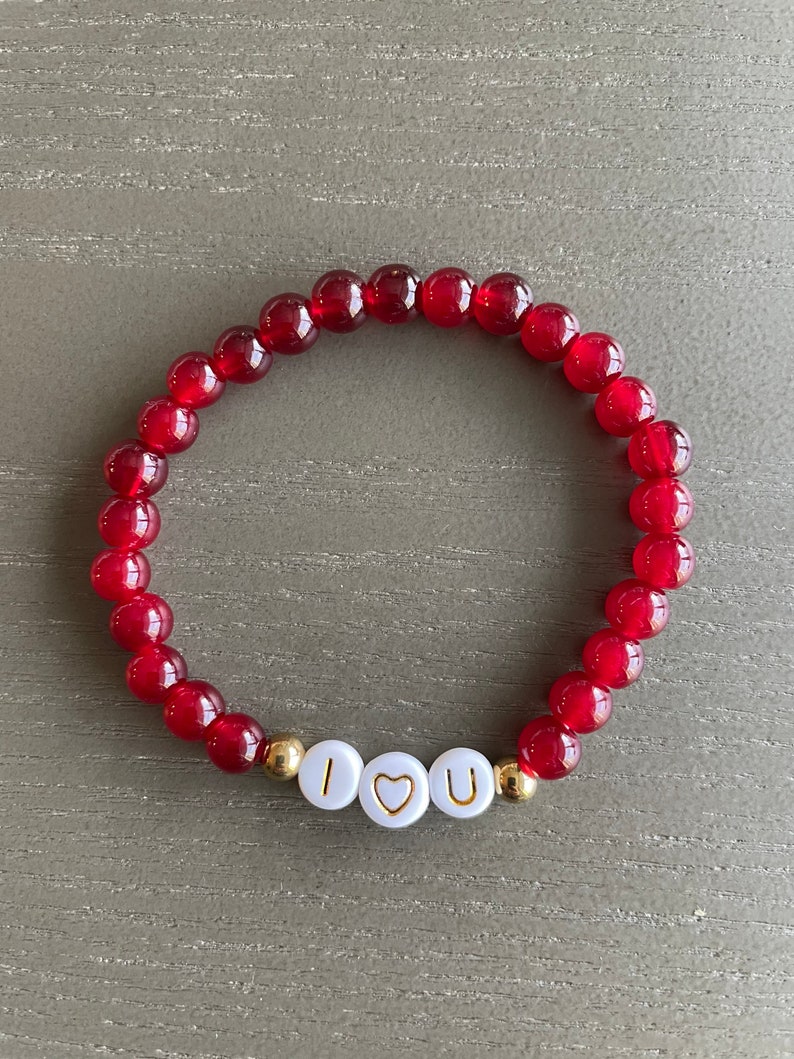 Personalized Valentine's Day Beaded Bracelets Heart Etsy
