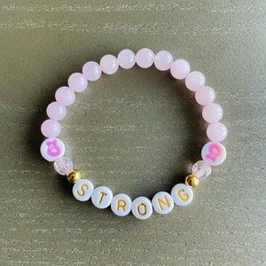 Breast Cancer Awareness Beaded Bracelet, Survivor Bracelet, Real Pink Bracelets, Cancer Jewelry, Support a Cause, Pink Ribbon Bracelets