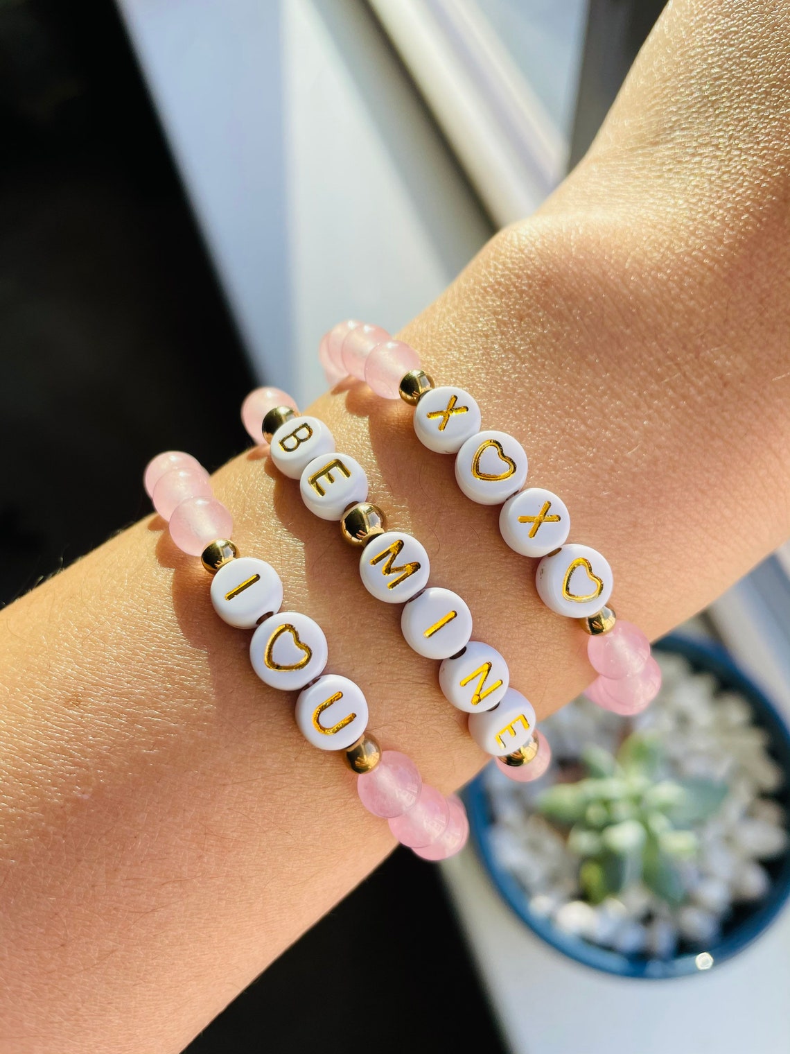 Personalized Valentine's Day Beaded Bracelets Heart Etsy India