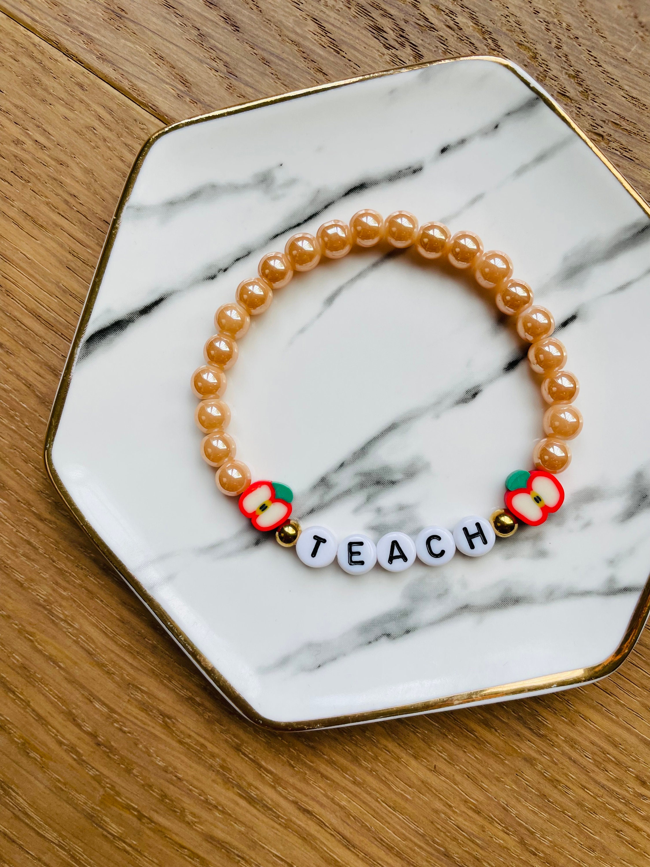 Custom Teacher Appreciation Beaded Bracelets, Back to School Bracelets ...