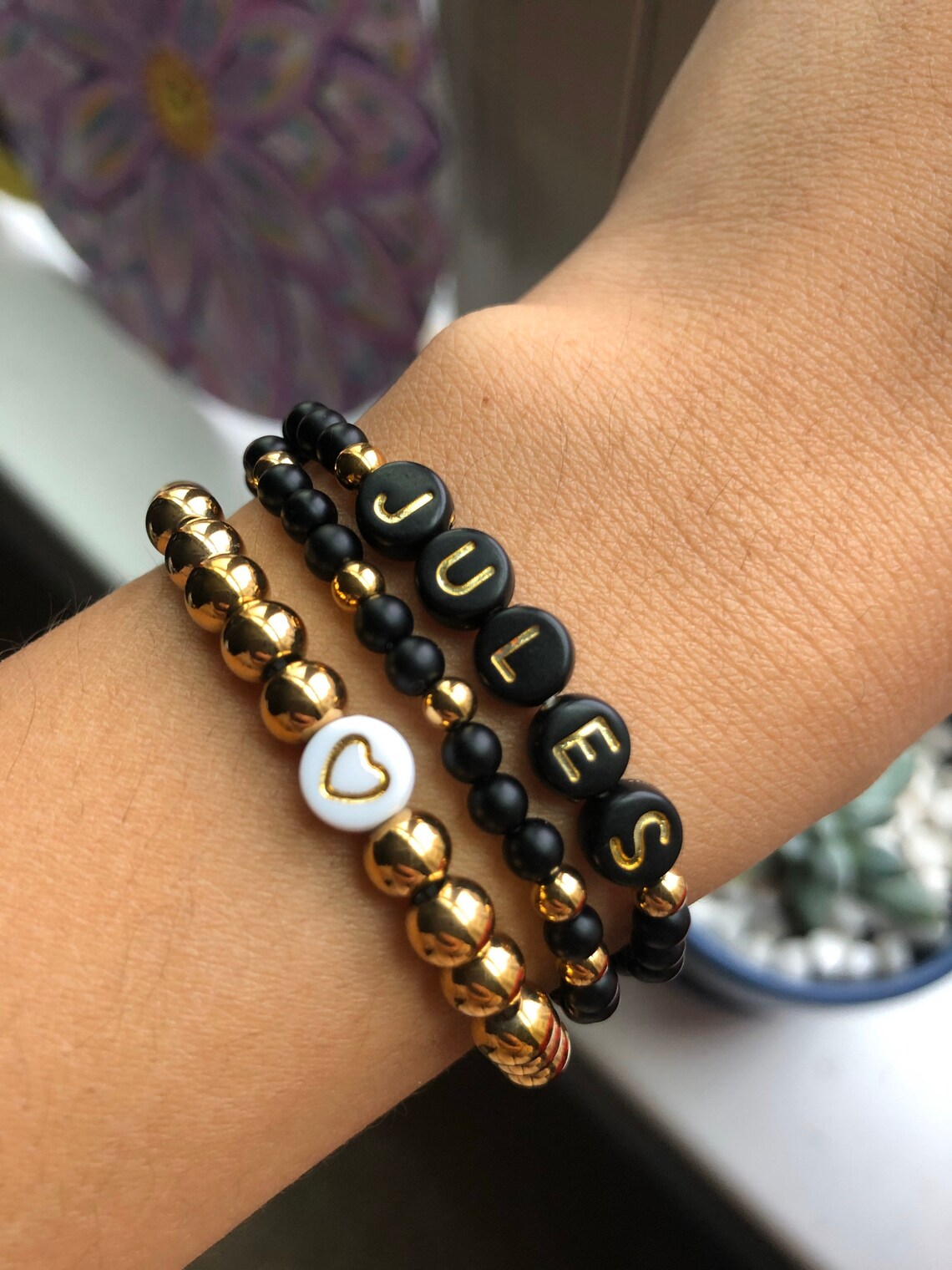 Beaded Hearts in Adjustable Gold Plated
Bracelet