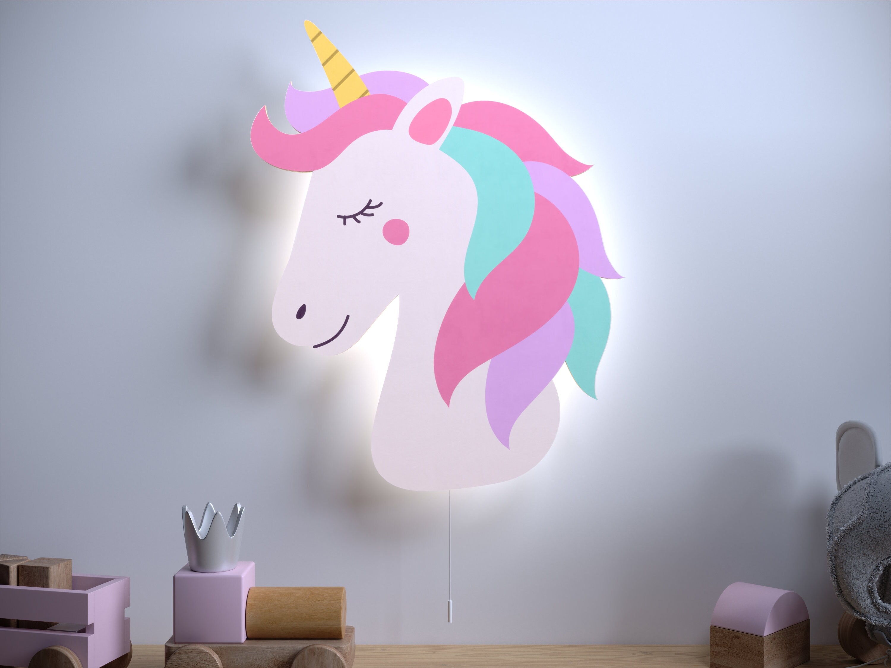 Nursery Unicorn Light Unicorn Light Girls Room Wooden Etsy