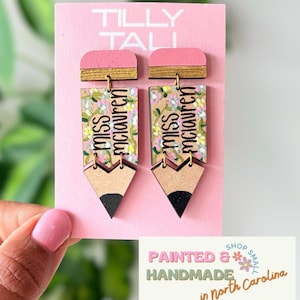 Personalized Pencil Earrings for Teacher Back to School Teacher Custom Gifts for Her | Teacher Appreciation Gifts Teacher Earrings