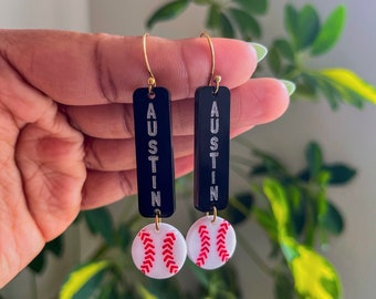 Custom Name Earrings for Baseball Mom Earrings Personalized Sports Mom Jewelry Baseball Game Day Earrings for Her Earrings Gifts for Her