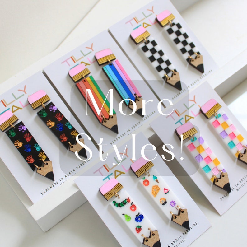 Rainbow Pencil Earrings for Teacher Earrings Rainbow Jewelry Teacher Gifts for Her Teacher Appreciation Gifts Rainbow Earrings image 3