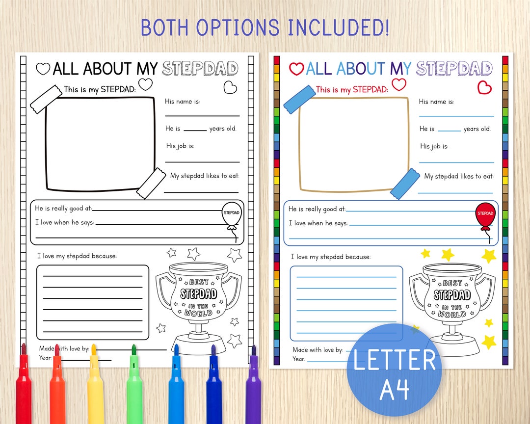 Step Dad Questions Printable Stepdad Gift, Father's Day, All About My Stepdad, Personalized Gift ...