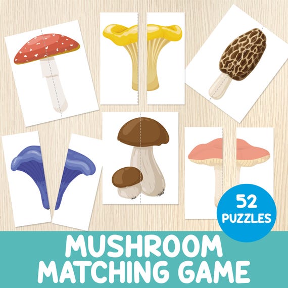 Fall Mushroom Matching Activity - Autumn Puzzles for Kids - Toddler, Preschool, Kindergarten - Fall Educational Game - Autumn Centers