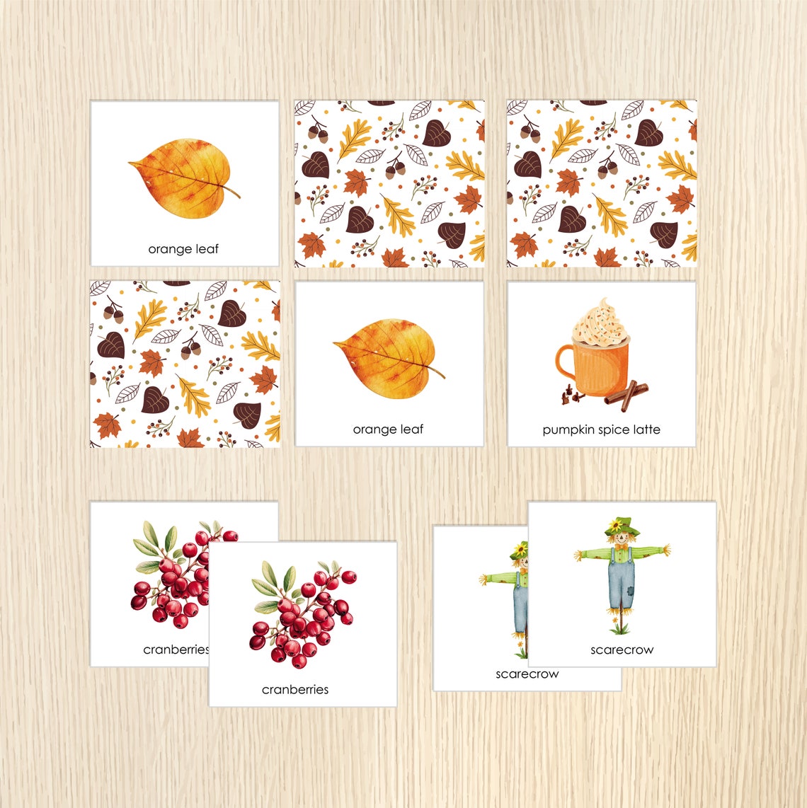 Fall Memory Game, Autumn Matching Activity, Fall Vocabulary, Visual ...