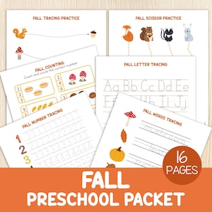 Paquete de otoño para preescolar, Actividades de otoño para niños, Otoño, Recursos para la educación en casa, Aprendizaje para niños pequeños, Imprimibles educativos, Hojas de trabajo para preescolar