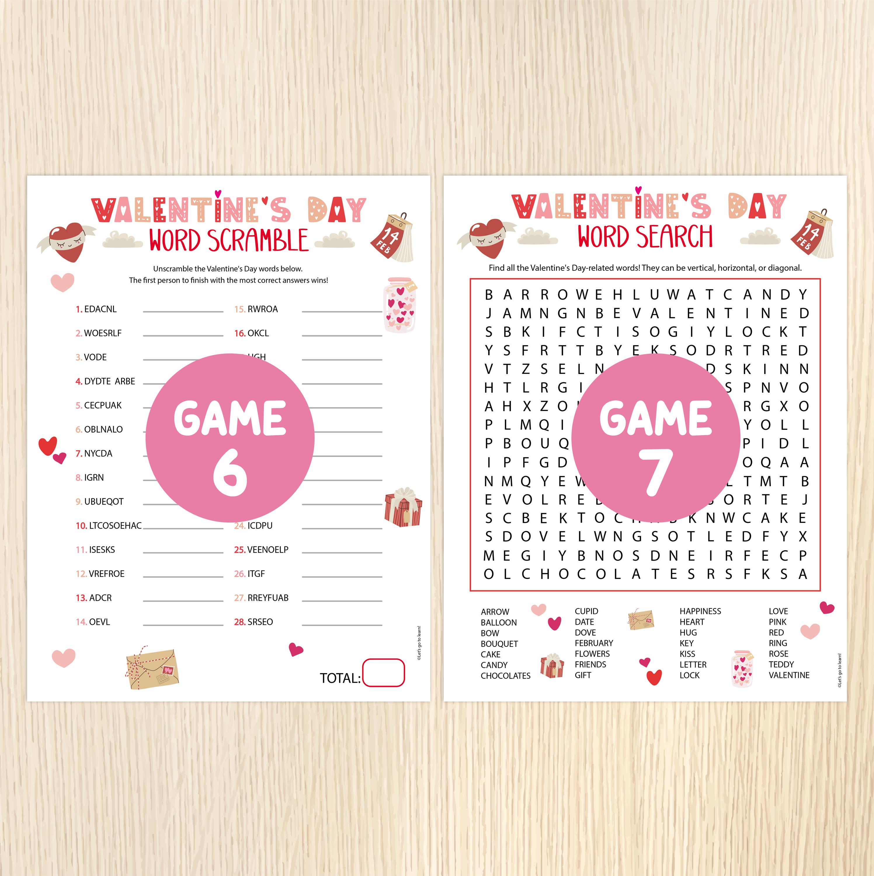 Valentine' S Day Printable Games BUNDLE - Valentines Party Games ...