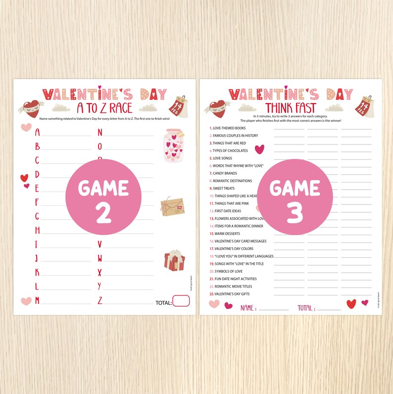 Valentine' S Day Printable Games BUNDLE - Valentines Party Games ...