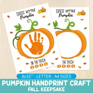 Halloween Pumpkin Handprint Craft 2026, Fall Activity, Toddler & Preschool, Baby Autumn Keepsake, Printable Art Craft, Personalized Gift