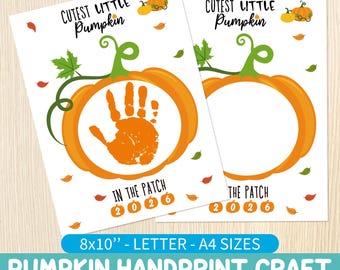 Halloween Pumpkin Handprint Craft 2026, Fall Activity, Toddler & Preschool, Baby Autumn Keepsake, Printable Art Craft, Personalized Gift