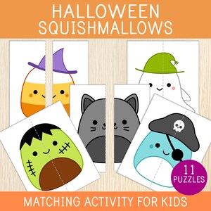 Halloween Squishmallows Memory-Spiel, Puzzles für Kleinkinder, Halloween-Party, Vorschulschulen, Homeschool-Aktivitäten, lernbereit, Kinderspielzeug
