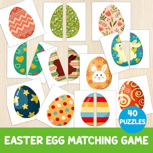 Easter Egg Matching Game - Easter Matching Activity - Easter Kids Puzzles - Toddler, Preschool - Spring Activity - Party Game - Homeschool