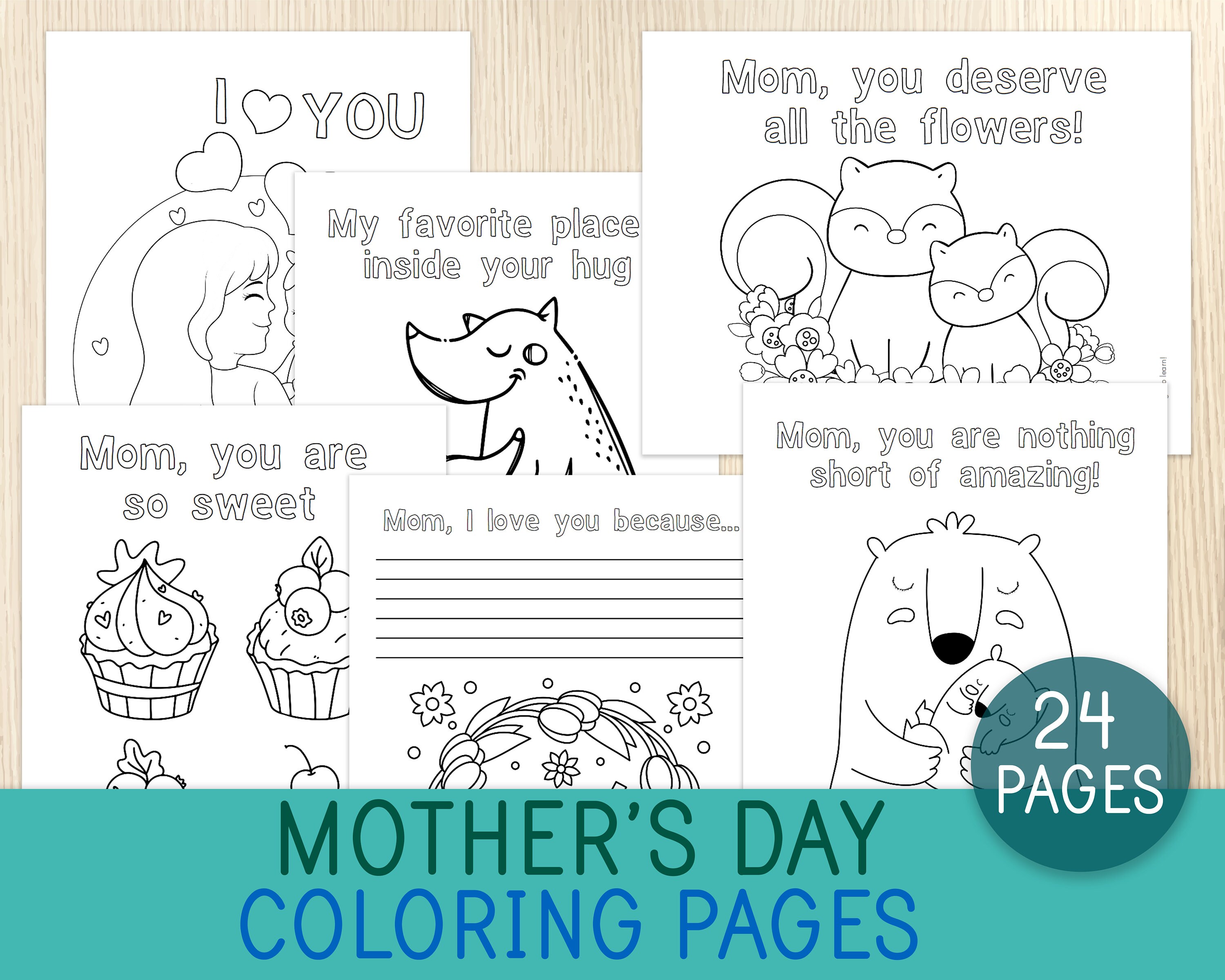 Mother's Day Coloring Pages - 24 Sheets - Coloring Book for Kids - Best ...