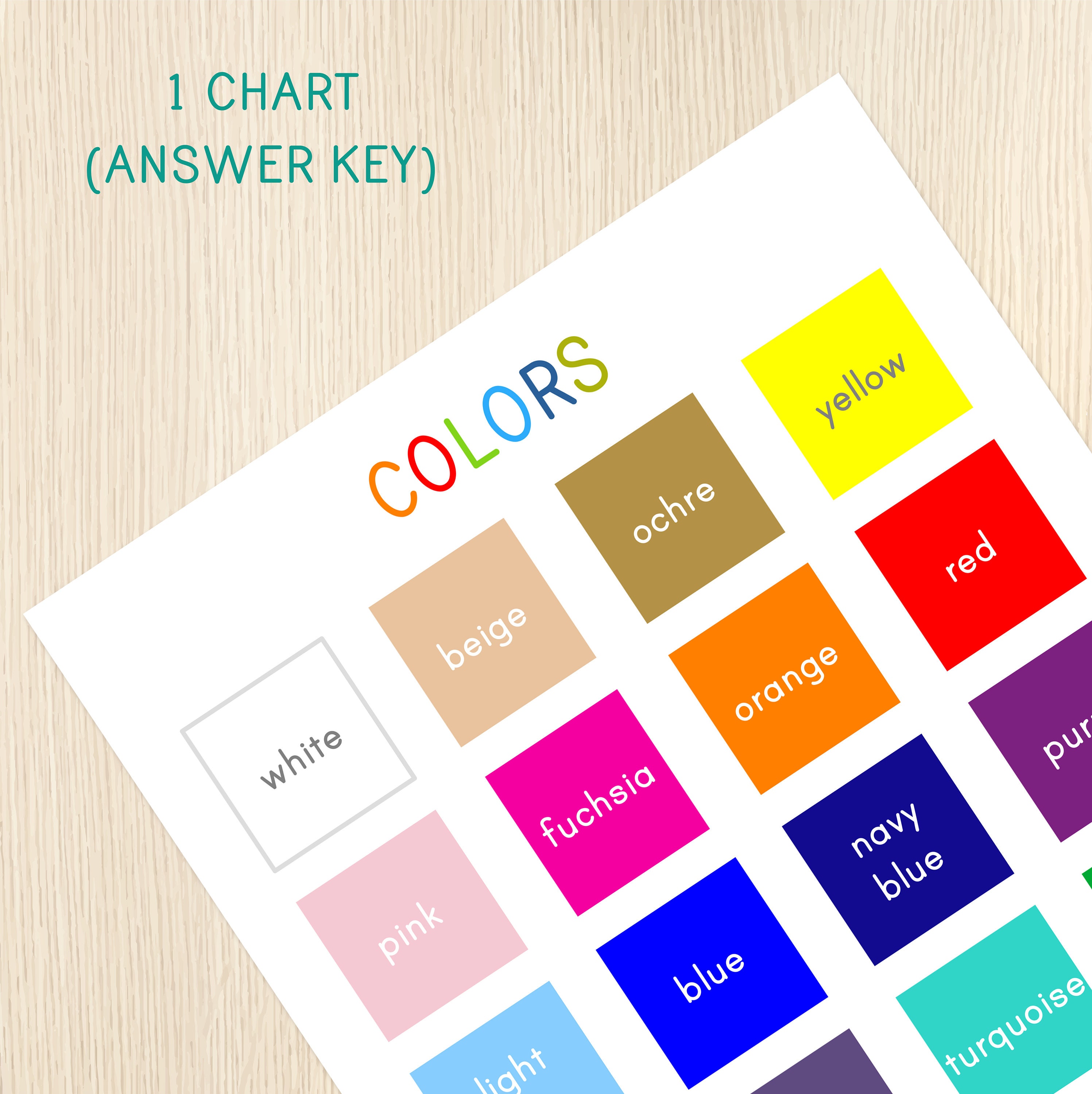 Color Words Clip Cards & Chart - English Vocabulary - Color Recognition ...