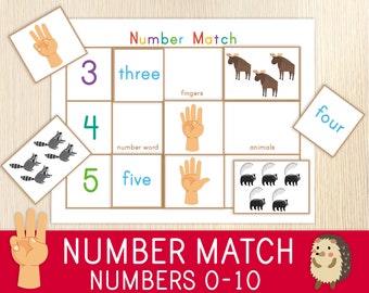 Number Matching Activity - Counting Game - Math Worksheets - Number Recognition - Preschool Math Centers - Printable Counting Cards
