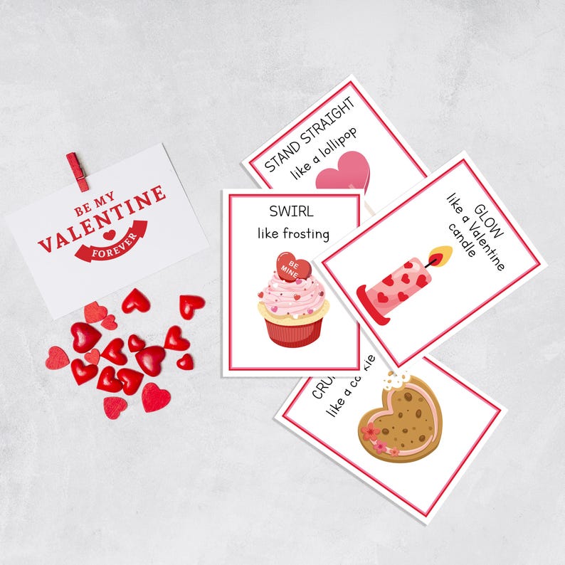 Valentine's Day Movement Cards - Valentines Game - Toddler, Preschool & Kindergarten Activity - Brain Breaks - Valentines Action Cards image 4