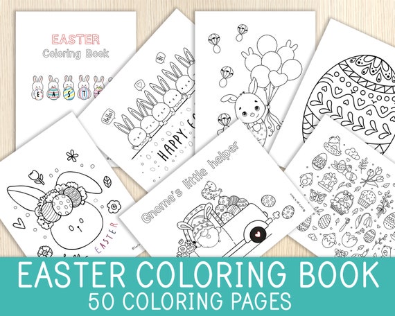 Easter Coloring Book 50 Pages Easter Activity Spring