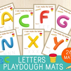 Letters Play Dough Mats - Preschool, Pre-K, Kindergarten - Alphabet Activity - Uppercase Letters -Montessori - Printable Play Doh Mats