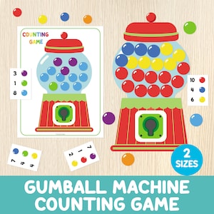 Gioco di conteggio con la macchina delle gomme da masticare, attività di conteggio, numeri, scuola materna, asilo nido, centri matematici, schede di lavoro, schede di attività, materiale didattico stampabile