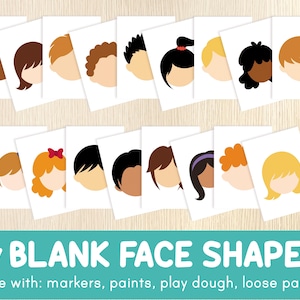 空白の顔の形 - 17枚のプレイドウマット - 幼児、幼稚園、保育園 - アート＆クラフトテンプレート - 忙しい本のページ、教育用印刷物