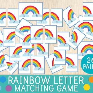 Juego de combinación de letras del arcoíris, rompecabezas del abecedario, preescolar, tarjetas del alfabeto para jardín de infantes, Montessori, juego de primavera, San Patricio, actividad, bolsa de actividades
