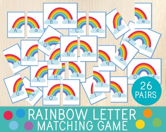 Rainbow Letter Matching Game, ABC Puzzles, Preschool, Kindergarten Alphabet Cards, Montessori, Spring Game, St. Patrick's,Activity, Busy Bag