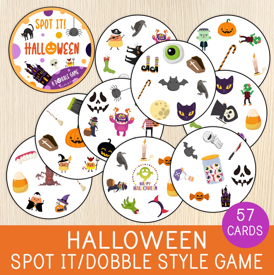 Halloween Spot It Style Game, Dobble or Seek It, Halloween Party Game,  Matching Activity, Preschool, Kindergarten,educational Printable Game 