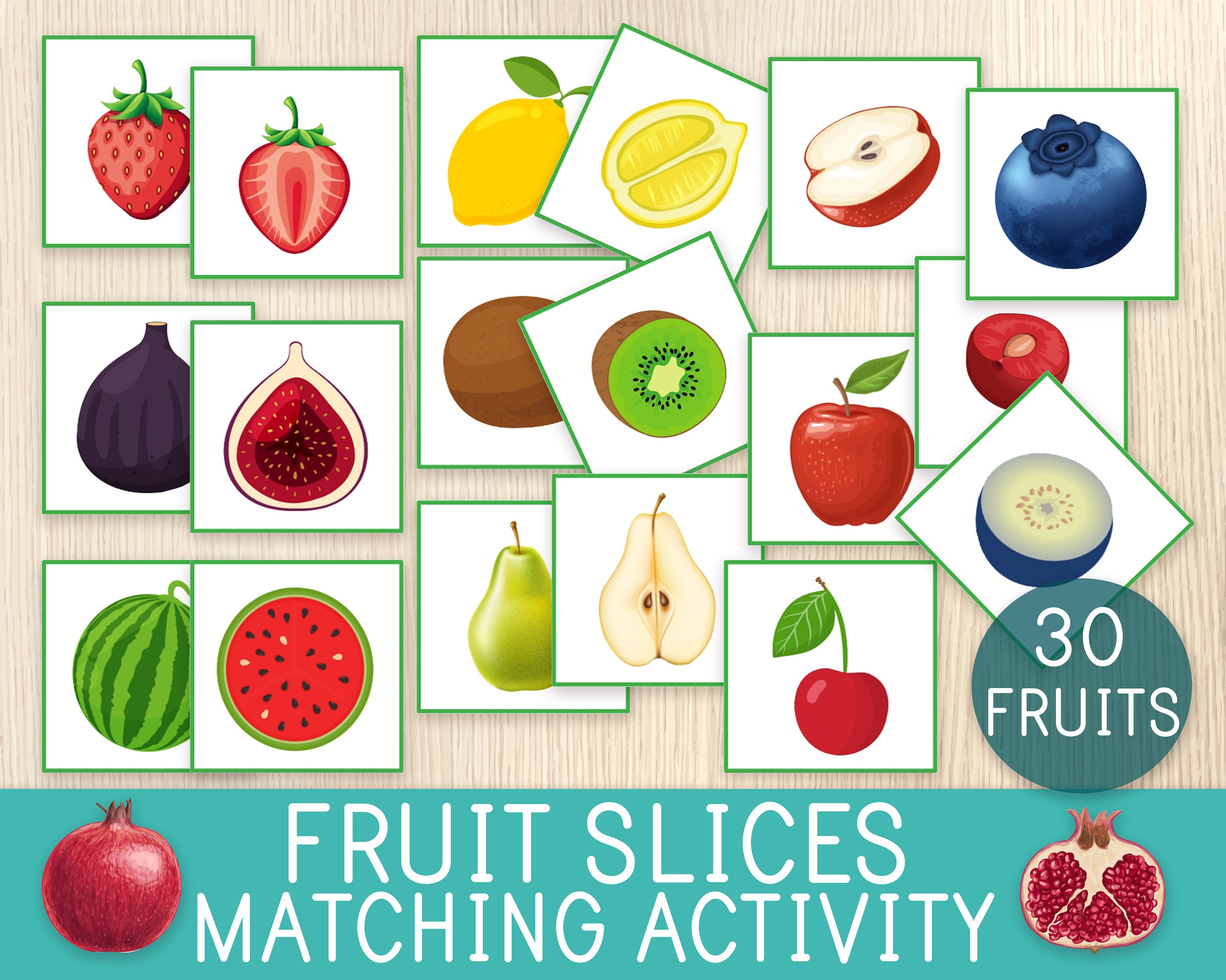 fruit slices matching activity outside inside fruits etsy